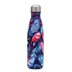 Water Bottle Thermos _ Blue Feathers