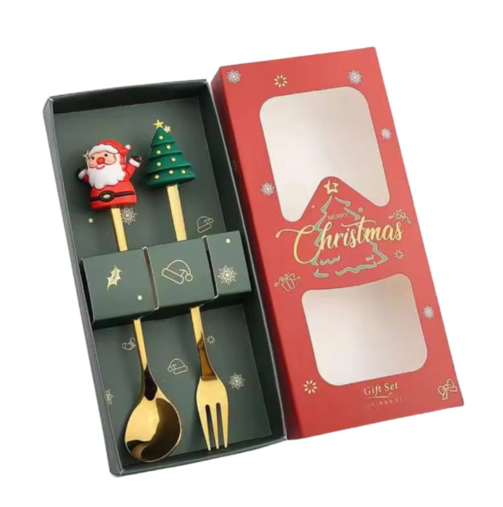 Christmas Cartoon Heads Spoons & Forks  - set 2 pieces