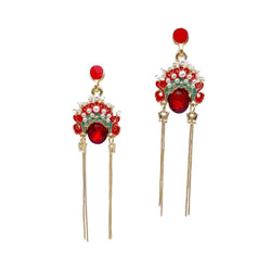 Red, Green & Gold Chinese Opera Earrings