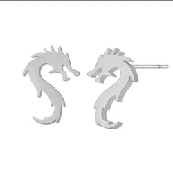Dragon Earrings Mini Silver