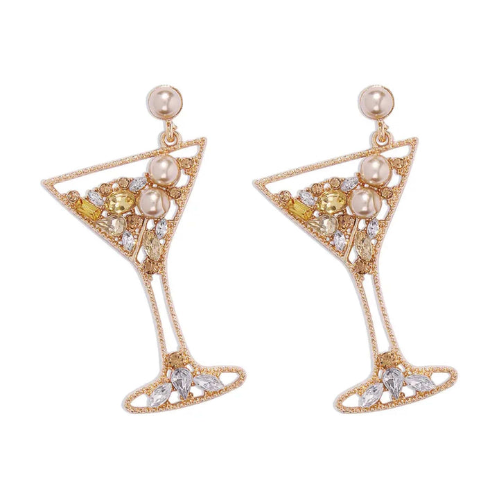 Rhinestones Earrings - Martini Glasses