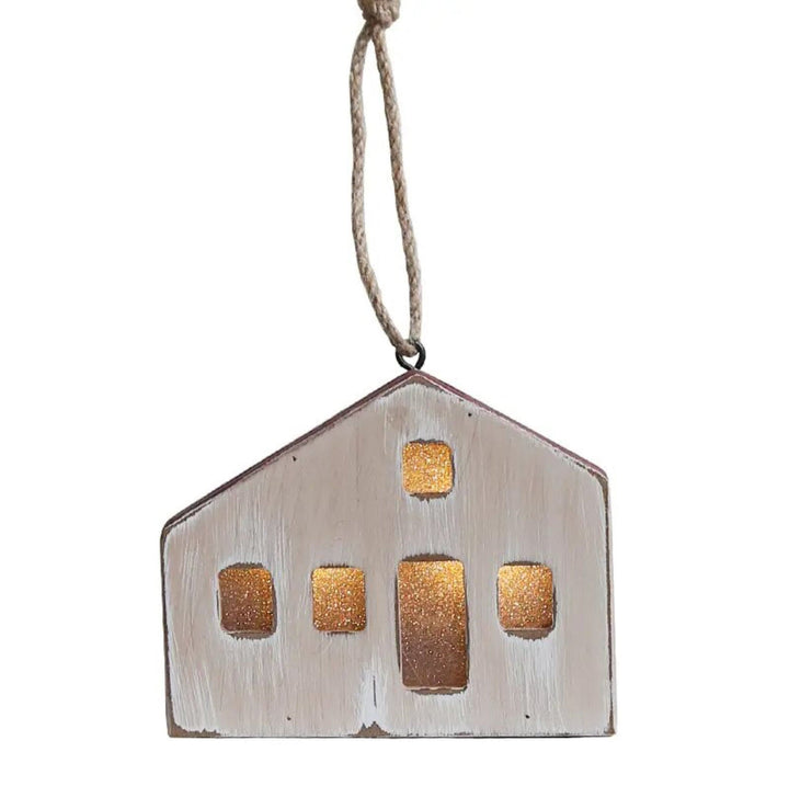 Wooden tea light holder -White & Red House