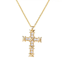 Gold Cross Necklace - Angel