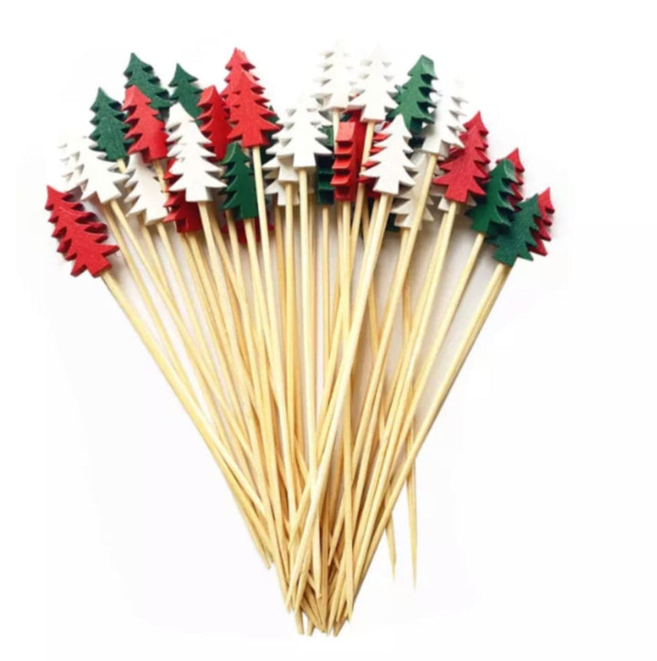 Party Picks  - Christmas Trees 3 colours - 100 pieces