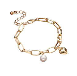 Gold Heart & Pearl Bracelet