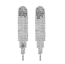 Rhinestones Chandelier and Tassel Earrings