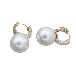 Gold Pearl Ball Earrings