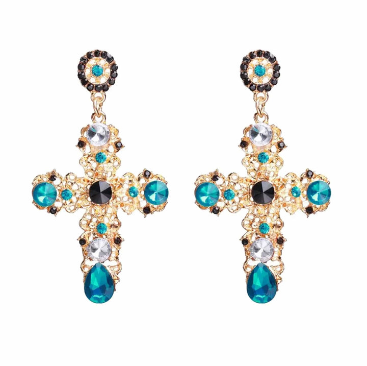 Emerald Blue Cross Earrings Gabanna