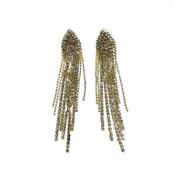 Gold Rhinestones Tassel Earrings Adhara