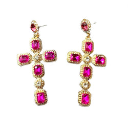 Hot pink Cross Earrings Madonna
