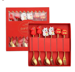 Year of the Dragon Spoons & Forks Charms - set of 6 pieces
