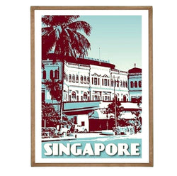 Vintage Poster - Postcards Raffles Hotel