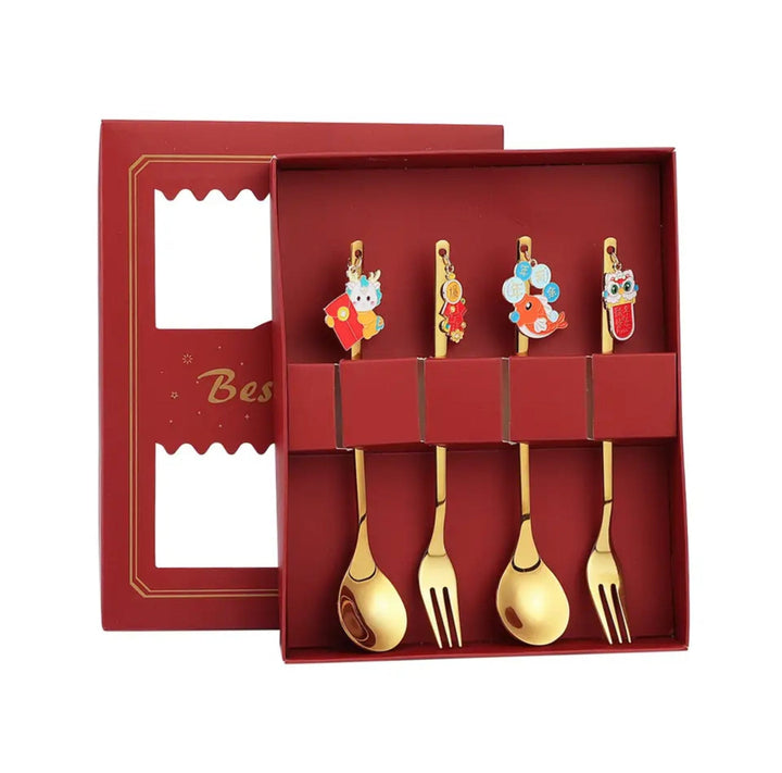 Year of the Dragon Spoons & Forks Charms - set of 4 pieces