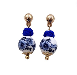 White & Blue Porcelain Bead Earrings