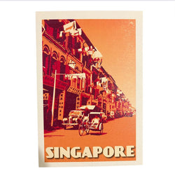 Vintage Poster - Postcards Singapore Trishaw