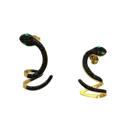 Snake Earrings Vivian Black & Silver