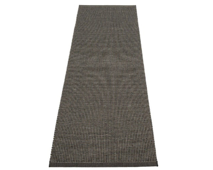 PVC Rug Emm Black / Linen Met. linen warp - 70 x 240cm - NEW