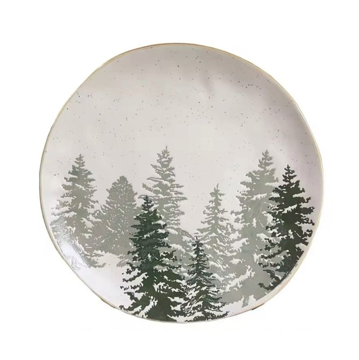 Green Christmas Trees Plates - dinner and dessert