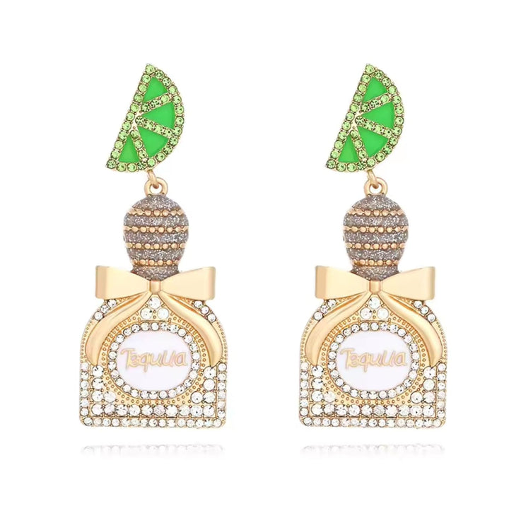 Rhinestones Earrings - Tequila Bottle