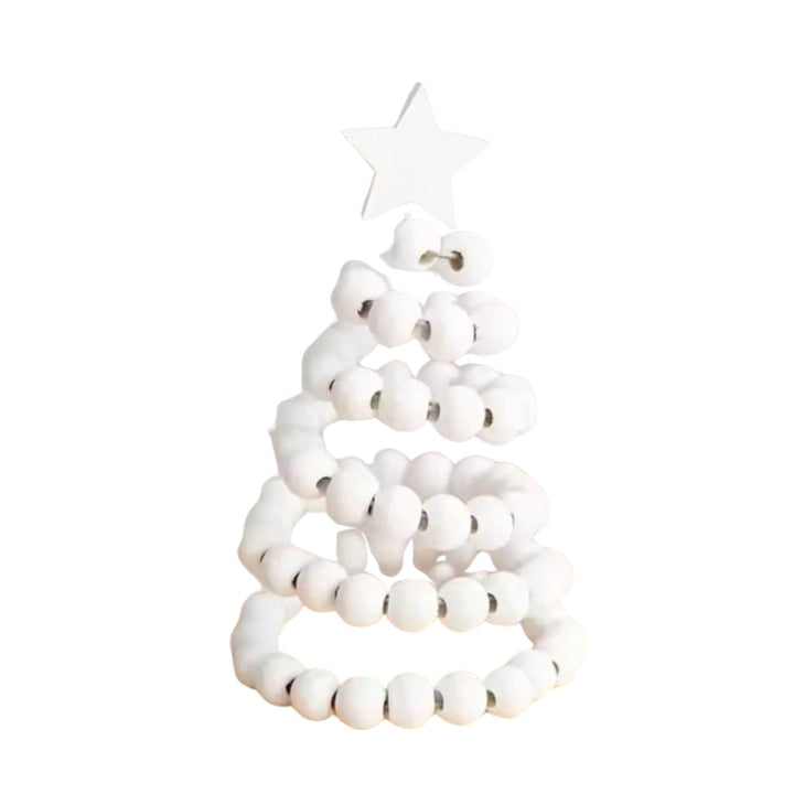 White Wooden Christmas Tree Beads