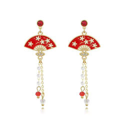 Chinese Fan Red Earrings - 2 models