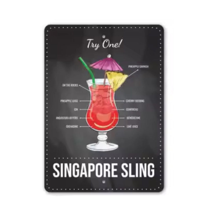 Tin Wall Poster - Singapore Sling Black