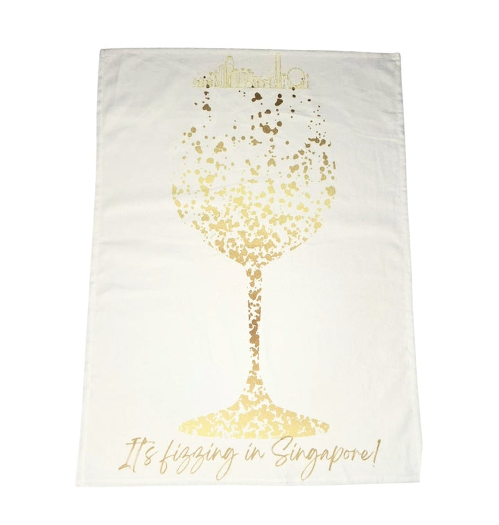 Linen Tea Towel Gold - It’s fizzing in Singapore ! 4 models