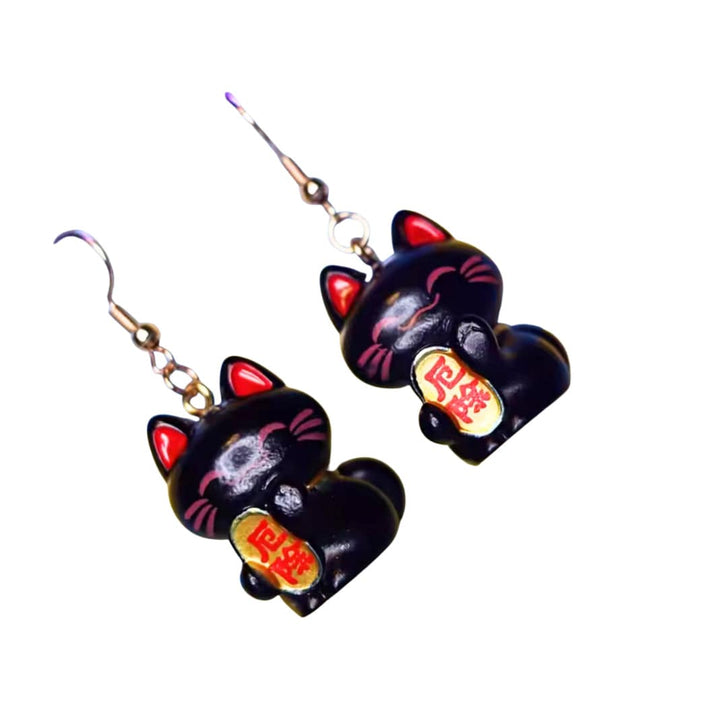 Lucky Cat  Earrings Black & White