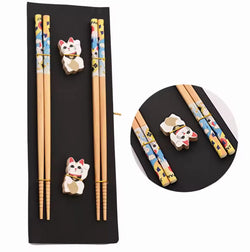 Natural Bamboo chopsticks 2 pairs set - 2 models