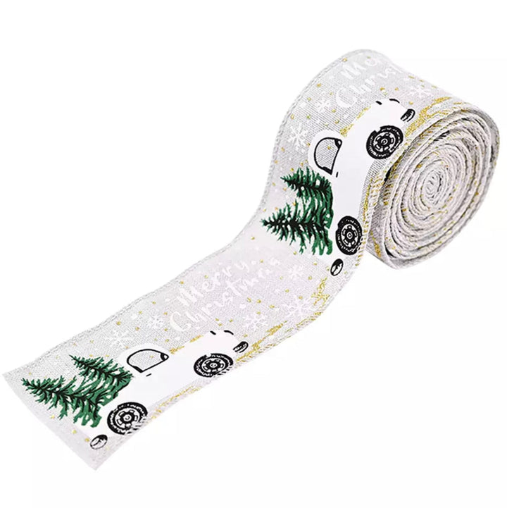 Merry Christmas Burlap Ribbon Merry Truck - 5 meters