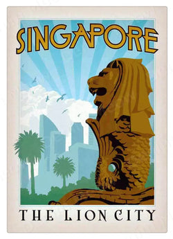 Tin Wall Poster - Singapore Merlion 30cm x 20cm
