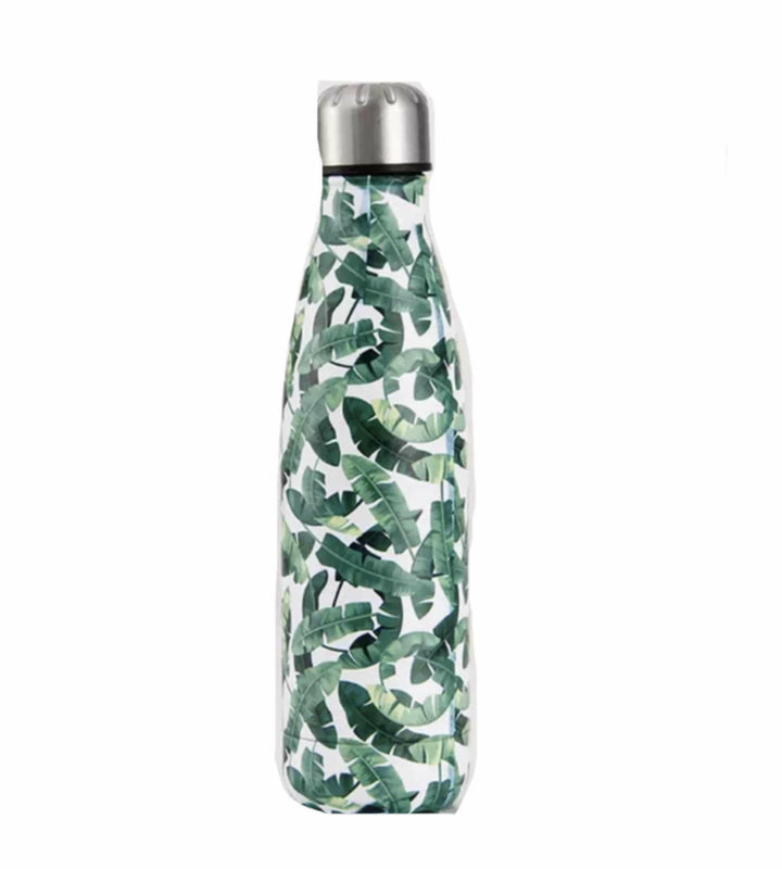 Water Bottle Thermos - Green Leaves