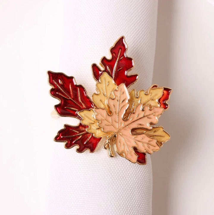 Napkin Rings Gold Maple Leave - set of 4