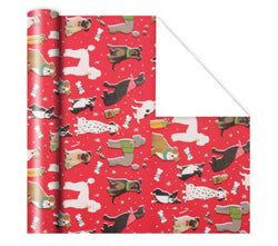 Wrapping Paper - Red Birthday Dogs  - 4 sheets