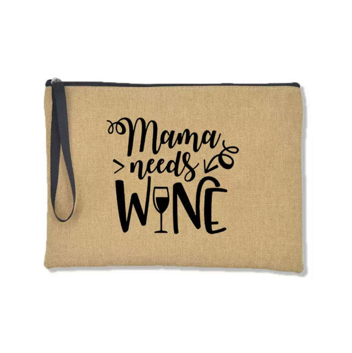 Linen Pouch - Mama Needs Wine