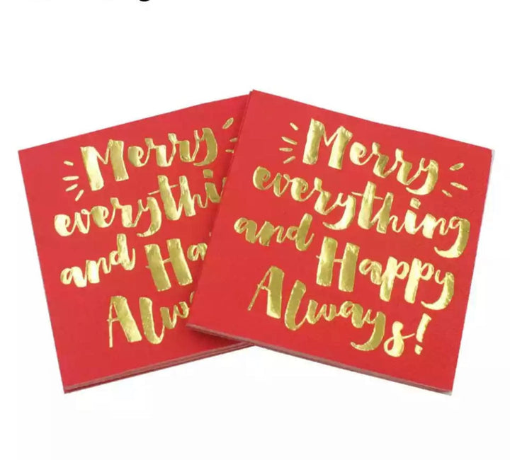 Christmas Cocktail Paper Napkins - Merry Christmas and Happy Always! ❄️