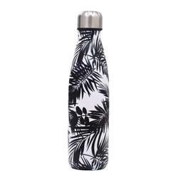 Water Bottle Thermos - Black Leaves