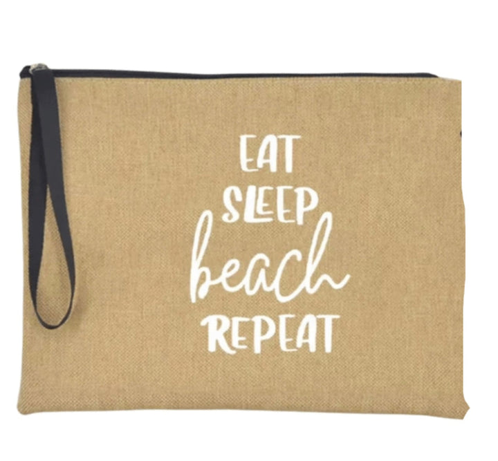 Linen Pouch - Eat Sleep Beach Repeat