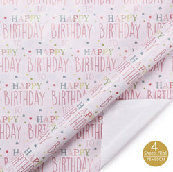Wrapping Paper  Happy Birthday - 4 sheets