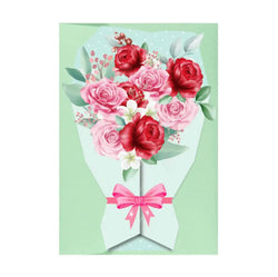 Greeting Card -  Flower Bouquet Red & Pink