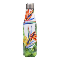 Water Bottle Thermos - Orange & Green Flowers