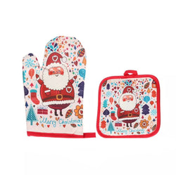 Christmas Oven Set - Santa Blue, White & Red