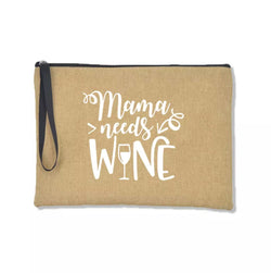Linen Pouch - Mama Needs Wine