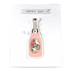 Greeting Cards - Champagne Bottle Pink