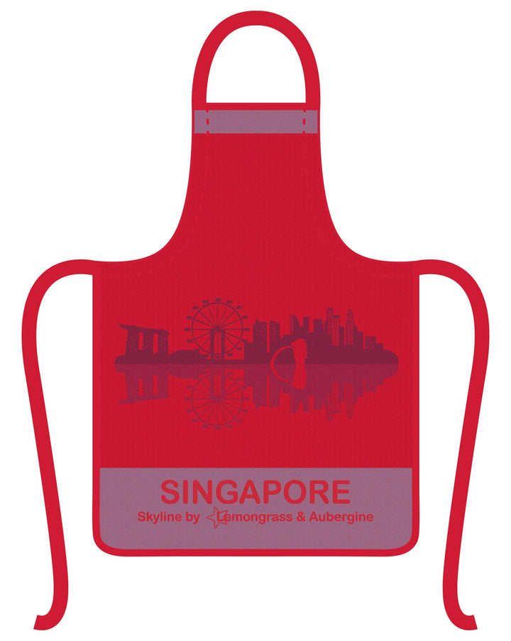 Singapore Skyline Apron Lemongrass & Aubergine