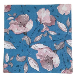 Blue & Pink Flowers Paper Napkins