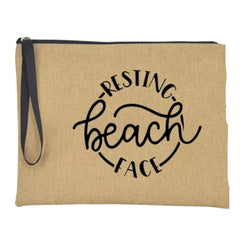 Linen Pouch - Resting Beach Face