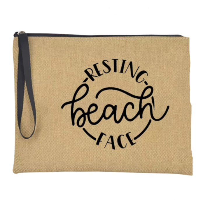 Linen Pouch - Resting Beach Face