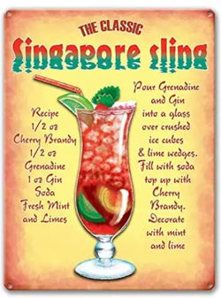 Tin Wall Poster - Singapore Sling English version