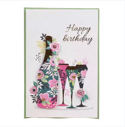 Greeting  Cards -  Birthday Champagne Flower